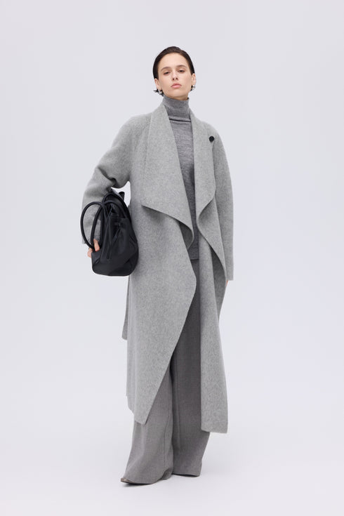 Asymmetric Wool Wrap Coat
